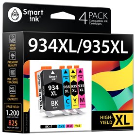 Smart Ink Compatible Remplacement des Cartouches d'encre pour HP 934 XL 935 XL 934XL 935XL High Yield 4 Pack (Noir & Cyan/Magent