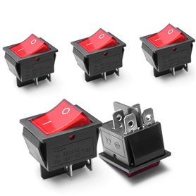 5Pcs Lumière On/Off DPST bateau Interrupteur à bascule 16A/250 V/20A 125 V AC 4 Broches Rouge