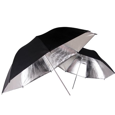 POLAM-FOTO 33"/84cm Parapluie Réflecteur/Parapluie éclairage Professionnel Parapluie Noir/Argent (2 pièce)