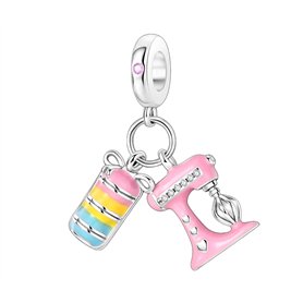 Appareil de cuisine - Mélangeur de pâtisserie - Moule à gâteau macaron - Charm en argent sterling 925 - Bracelet à breloques - A