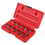 Lot de 10 extracteurs de vis à tête hexagonale multi-cannelures de 1/8" à 13/32" dans un étui en plastique pour retirer les boul