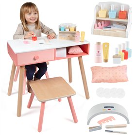 Ensemble de jeu en bois pour salon de manucure – Exécutez votre propre salon – Ensemble complet comprenant vernis à ongles