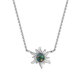 KristLand Collier Femme en Argent 925 Pendentif en Opale Créé par Le Laboratoire Cadeaux De Bijoux Plaqués Or Blanc pour Les Ama