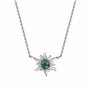 KristLand Collier Femme en Argent 925 Pendentif en Opale Créé par Le Laboratoire Cadeaux De Bijoux Plaqués Or Blanc pour Les Ama