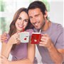 THE TWIDDLERS Embrasser Tasses, Grandes Mugs Couple Céramique avec Cuillères & Boîte-Cadeau - Cadeau de Noël pour Elle & Lui