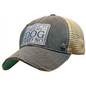 Vintage Life I'd Love to But My Dog Said No Distressed Casquette de camionneur en coton et polyester Noir Taille unique