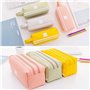 Trousse à crayons portable en toile de grande capacité avec fermeture éclair - Sac de rangement pour fournitures scolaires - Dou