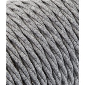 Câble électrique tressé/tressé avec revêtement en tissu. Couleur gris. Section 2 x 0