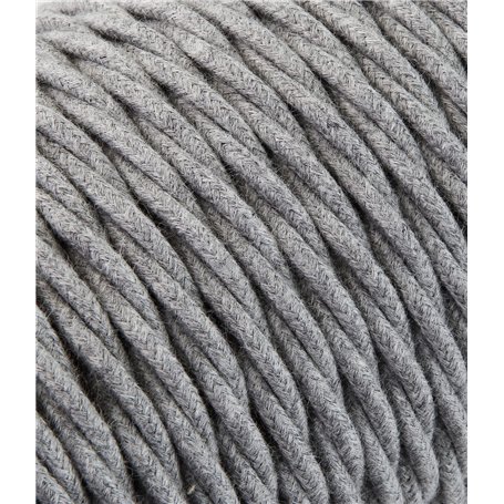 Câble électrique tressé/tressé avec revêtement en tissu. Couleur gris. Section 2 x 0