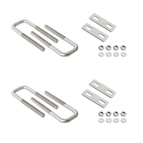 Aoje-Link Lot de 4 boulons carrés en U de 20 mm de largeur intérieure M6 en acier inoxydable 304 Argenté avec plaques