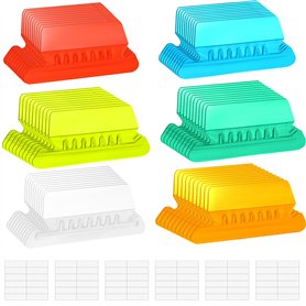 QIYILE Lot de 60 Onglets Suspendus pour Dossiers de Fichiers - Intercalaires en Plastique avec Papier pour Identification Rapide