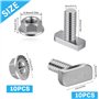 ALEEIK Lot de 10 vis à tête marteau en acier inoxydable avec écrou à bride M8 x 20 mm - Écrous à dents de blocage avec écrous à 