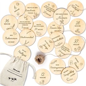 PAPERKIDDO Lot de 20 cartes de jalons en bois pendant la grossesse
