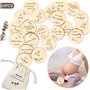 PAPERKIDDO Lot de 20 cartes de jalons en bois pendant la grossesse, comme cadeau pour les futurs parents et bébés pour les momen