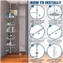 GUHAOOL Etagere Salle de Bain, Étagère Salle de Bain Télescopique, Étagère de Douche Réglable en Hauteur 100-320 cm, Acier Inoxy