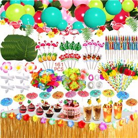 ZLPBAO 162 Pièces Hawaïenne Luau Table Jupe Set de Décoration