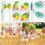 ZLPBAO 162 Pièces Hawaïenne Luau Table Jupe Set de Décoration, Decoration Anniversaire Tropical, Feuilles de Palmier, Fleurs Haw