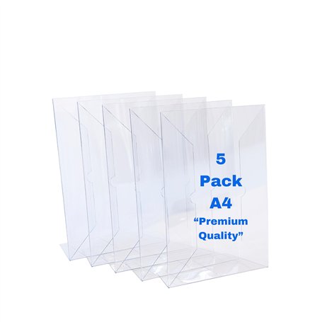 Lot de 5 x A4 Présentoirs de Table | Porte-menu A4 | Porte-affiche de Table | Présentoirs A4 | Porte-dépliant A4 | Idéal pour le