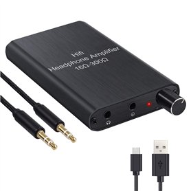 LiNKFOR HiFi Amplificateur pour Casque 16-300Ω Mini Amplificateur 1000mAh Rechargeable Portable pour Casque Ampli avec Câble Aud
