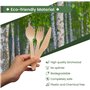 NEEDFULON 150 pièces ensemble de couverts jetables en bois écologiques biodégradables et compostables, cuillères profondes, four