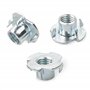 Kit de 110 écrous en T à quatre griffes, écrous en T à 4 dents en acier au carbone plaqué zinc fileté pour escalade et meubles (
