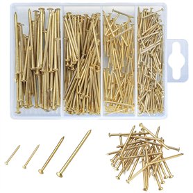 Assortiment de 350 clous et épingles en laiton plaqué or pour panneau de travail du bois pour suspension murale (20 mm/25 mm/40