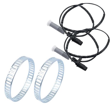 Bohaner Lot de 2 capteurs ABS de vitesse de roue arrière + 2 anneaux ABS pour BMW Série 1 B1-ER E81 E87 Série 3 E90 E91 E92 Acce