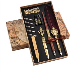 Hethrone Quill Pen Feather Pen Ensemble de Stylos de Calligraphie Ensemble de Stylo Plume et D'encre