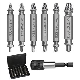 Lot de 6 Extracteurs de Vis Avec Porte-Embout Magnétique et Adaptateur de Douille pour Vis Endommagées
