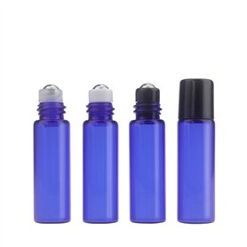 JIHUOO 24 Pièces 5ML Rechargeable Roll-on Bouteilles Huile Essentielle Flacon Vide Bouteilles en Verre Bleu