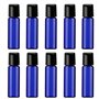 JIHUOO 24 Pièces 5ML Rechargeable Roll-on Bouteilles Huile Essentielle Flacon Vide Bouteilles en Verre Bleu