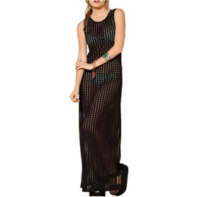 L-Peach Femme Eté Dentelle Florale Crochet Robe Longue de Plage Bikini Cover Up Paréo Kaftan pour Maillot de Bain