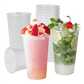 Kleemeiero 50PCS Gobelet Plastique Gobelets Réutilisables Givré 500ML Verre Plastique Reutilisable Gobelets Verre a Biere Plasti