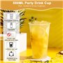 Kleemeiero 50PCS Gobelet Plastique Gobelets Réutilisables Givré 500ML Verre Plastique Reutilisable Gobelets Verre a Biere Plasti