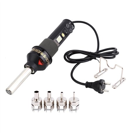 450W Pistolet à Air Chaud Portable Fer à Souder Outil Soudage LCD Numérique Thermostat Réglable avec 4 Buses