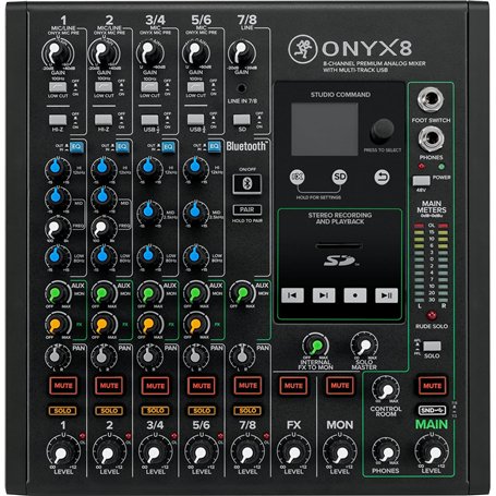 Mackie Onyx8 Mixeur Analogique Premium 8 Canaux avec USB Multi-Piste