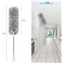 Duster en Microfibre pour Nettoyage avec Tige d'extension (Acier Inoxydable) atteint 100 Pouces, Flexible et Extensible pour Net
