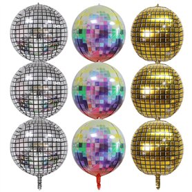 ZYEKIU 9 Pièces Boule Disco Deco Anniversaire Ballons de Baudruche 4D Boule a Facette Ballon Gonflable Ballon de Baudruche pour