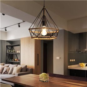 Mengjay Lustre ancien plafonnier design industriel noir Art mode diamant forme suspensio lampe prismatique