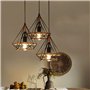 Mengjay Lustre ancien plafonnier design industriel noir Art mode diamant forme suspensio lampe prismatique, E27 Suspensions Lamp