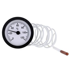 Uokoki Thermomètre à cadran 52 mm Capillaire Indicateur de température avec capteur 1.5m 0-120 degré centigrade pour mesurer l'e