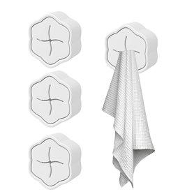 Lot de 4 porte-torchons sans perçage - Porte-serviettes de cuisine - Crochet porte-serviettes ABS - Design simple et élégant