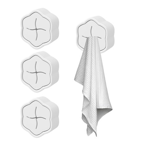 Lot de 4 porte-torchons sans perçage - Porte-serviettes de cuisine - Crochet porte-serviettes ABS - Design simple et élégant