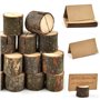 PEALOVCOM 24 PCS Porte Carte de Table en Bois Support Carte de Visite Bois Naturel Support Photo Carte Porte Nom Table Bois Port