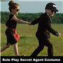 6 Pièces Agent Costume Accessoires, Cosplay Voleur Ensemble Accessoires avec Chapeau, Lunettes, Casque, Carte d'identité de Crav