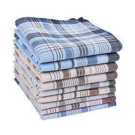 HOULIFE Homme Mouchoir en 100% Coton Doux avec Classique Carreaux pour Mariage Soirée Business Lot de 9 Pièces