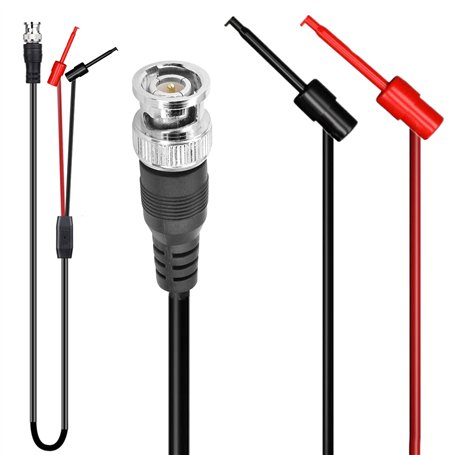 Oiyagai Câble Testeur BNC Mâle à Q9 avec Pinces Crocodile Rouge et Noir 1
