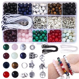 Colle 418pcs Perles Pierre Naturelle pour Fabrication de bijoux