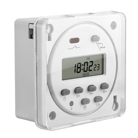 Heschen CN101A Interrupteur SPST avec minuteur programmable et écran numérique LCD 12 V CC 16 A Blanc Avec housse imperméable