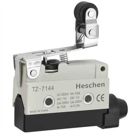 Heschen Interrupteur de fin de course horizontal TZ-7144 à pôle unique actionneur à levier à rouleau AC 380 V 10 A pour moulin C